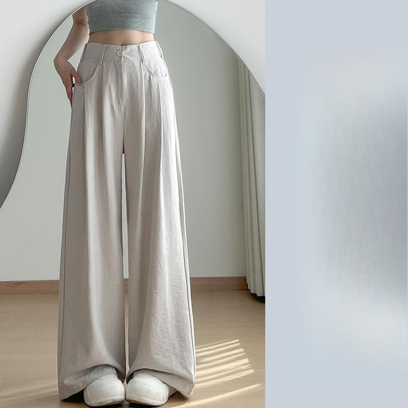 

Костюмные брюки детские летние тонкие новые с высокой талией свободные драпированные повседневные тонкие широкие брюки XL