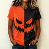 Women's Short Sleeve Round Neck T-Shirt with Halloween Print Pullover Casual Top for Party