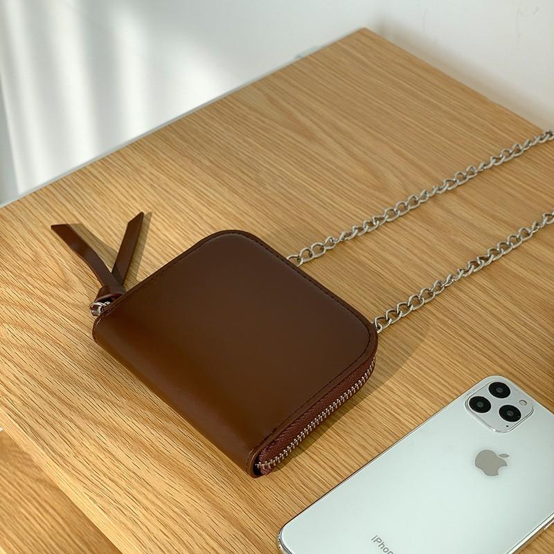 Korean Ins Style Fashionable Women's Short Square Bag Simple Chain Cross-body High-end Card Change Purse