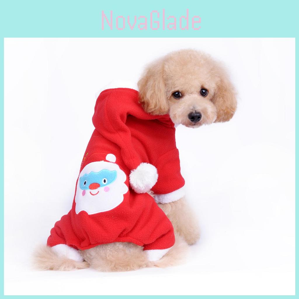Luxurious Christmas Pet Dog Dress Warm Dog Hoodie Sweaters Coat With Red Skirt And Hat