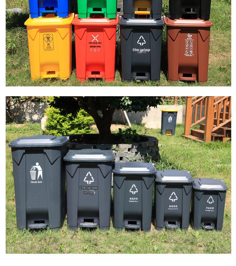 Foot-Operated Sanitation Bin: Large Outdoor Trash Can for Schools, Hospitals, Enterprises