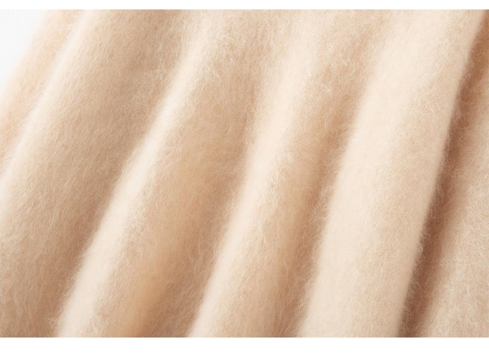 Women's Soft V-Neck Cashmere Pullover - 100% Pure, Fluffy, Seamless, Long Sleeve, Loose Fit, Ideal for Autumn and Winter