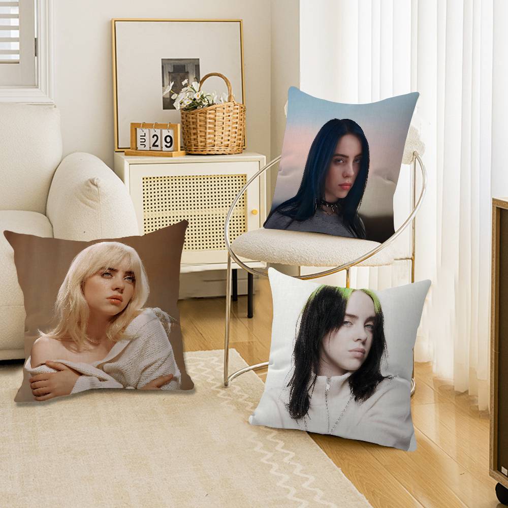 Hot Singer B-Billies E-Eilishs Personalized Pillow Cover Kids Bedroom Wild Party Decor Pillowcase Kid Birthday Shower Gift