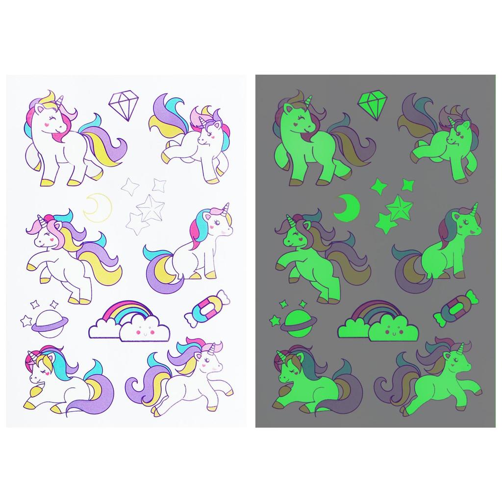 Tattoo Stickers Luminous Child Kid Temporary Fake Tattoos Glow Paste On Face Arm Leg for Children Body Art Unicorn Sticker Toy