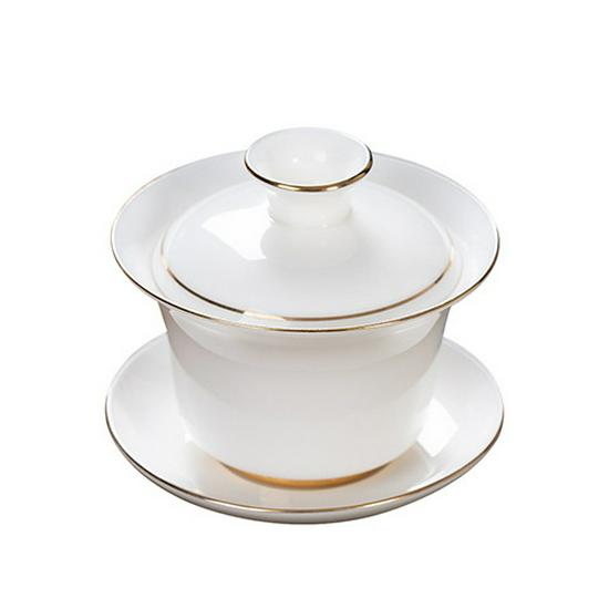 Dehua White Porcelain Gaiwan: Thin Body Sancai Tea Bowl for Kung Fu Tea, Large Ceramic Cup for Home Brewing