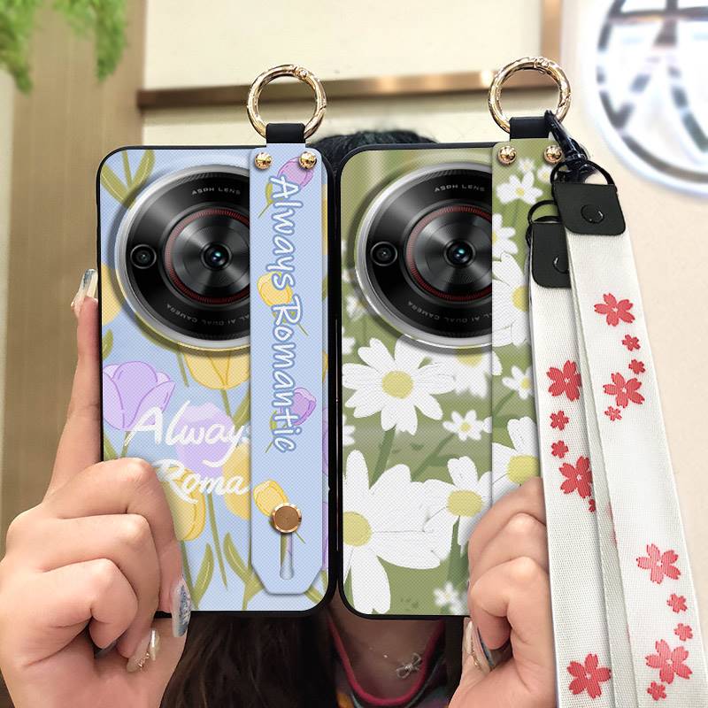 Shockproof Fashion Design Phone Case For ZTE Blade A75 5G/Nubia Focus 5G/Calf 5G Phone Holder Oil Painting Wrist Strap