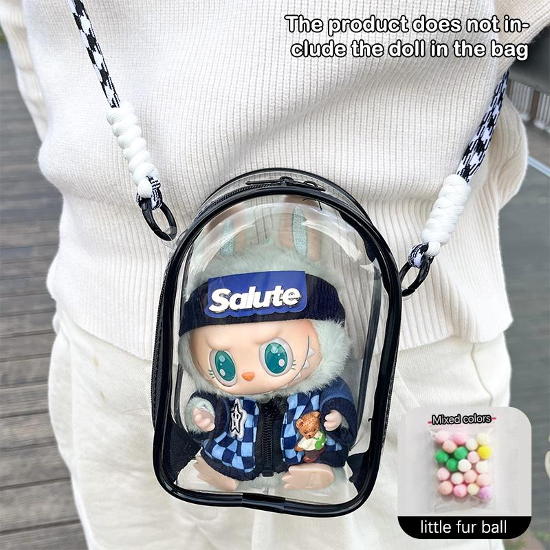 Clear Crossbody Labubu Doll Bag Protective Cover Doll Hanging Bag Doll Walk Bag