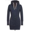 Sudaderas con Cremallera para Mujer de Color Sólido Ajustadas Streetwear Sudadera con Cordón Exterior Otoño Invierno Caliente Cortavientos Sudaderas Largas