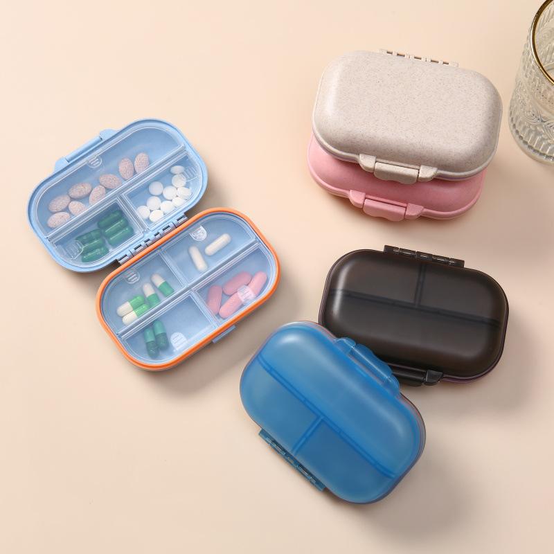 1Pc Mini Portable Drug Packaging Box Seven Compartment Medicine Box Drug Wheat Straw Material Storage Box