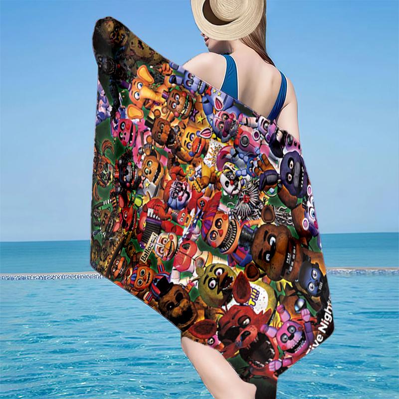 Telo da Spiaggia Collage Personaggi Fnaf, Microfibra Super Morbida, Regalo per Lei/Lui, Compleanno, per Piscina, Spiaggia, Viaggio, Decorazione Casa Regali per Fan