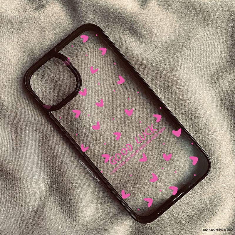 Modische Pinke Kleine Liebesherz Handyhülle Für iPhone 17 Pro 15 16 14 13 12 11 XR XS Max 7 8Plus Niedliche Glücksbringer Klare Harte Abdeckung
