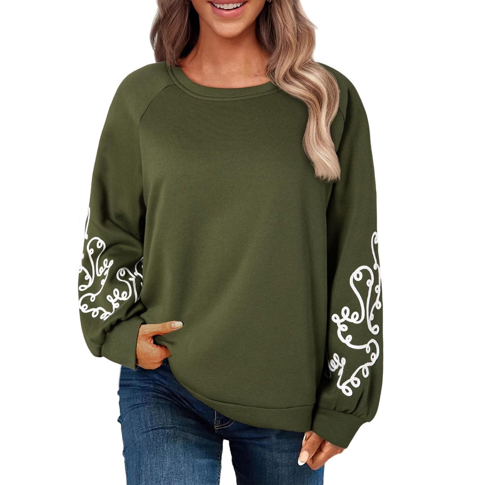 

Жіночі однотонні толстовки з круглим вирізом і довгими рукавами, толстовки з круглим вирізом, однотонні світшоти з довгими рукавами M