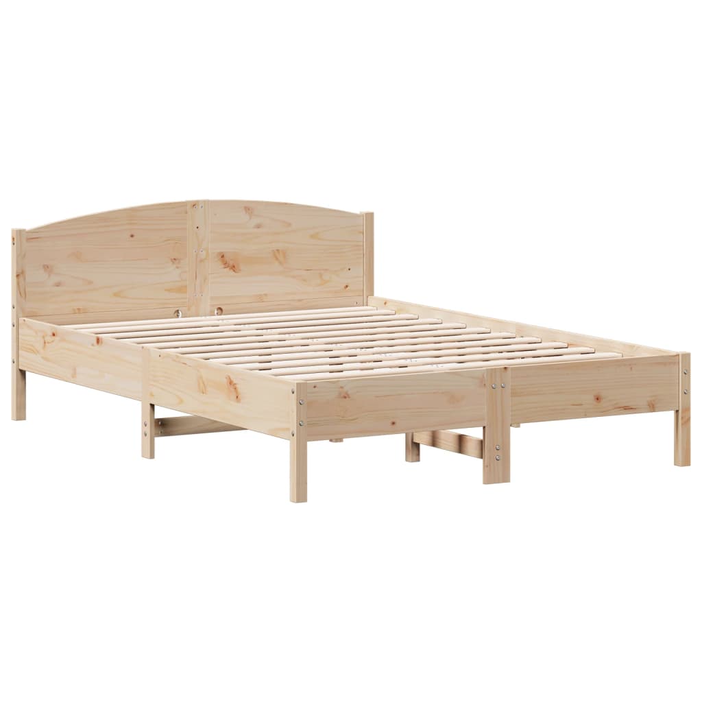 Vidaxl Bed Frame Without Mattress, 135X190 Cm, Solid Pine Wood