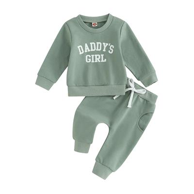 Babymeisjes 2-delige outfit, Letters Print Lange mouwen Ronde hals Sweatshirt met elastische taille Joggingbroek Herfstkleding