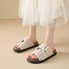 New Womens Sandals Fashion Adjustable Buckle Cork Footbed Slides Outdoor Beach Sliipers with Comfortable Support