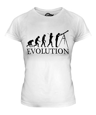 Astronomie Evolution des Menschen Damen Figurbetontes T-Shirt Top T-Shirt s Kurzarm T-Shirt Cooles Grafik-T-Shirt