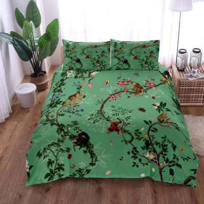 Set copripiumino Green Safari Monkeys, lenzuola per letto king size, queen size, matrimoniale, singolo, full size