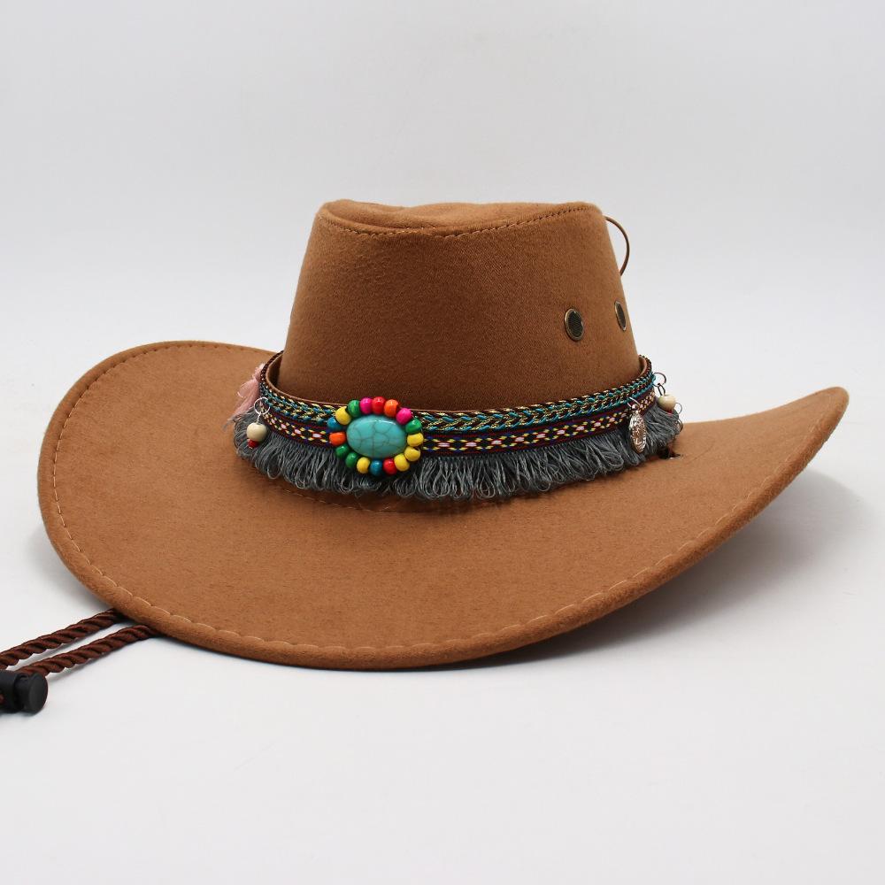 Tibetan Ethnic Style Accessories Men'S And Women'S Outdoor Big-Brimmed Sun Hat Mountaineering Sun Protection Knight Hat Vintage Curled Top Hat