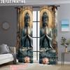 2pcs, Curtains&Window Treatment 2D Plane Printing Buddha Versatile Polyester (without Rod) Gifts Perfect for Bedroom, Kitchen,