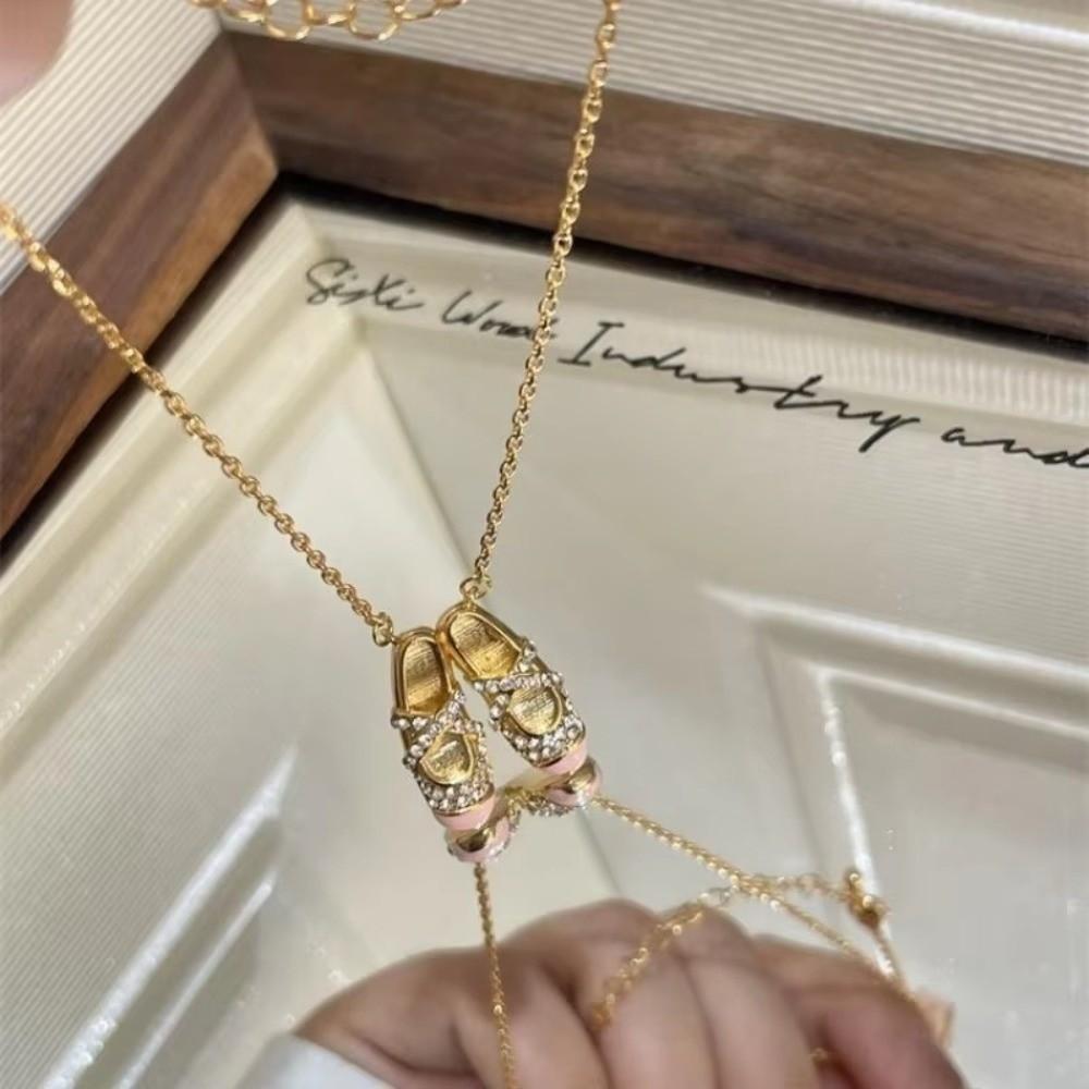 Pink Color Pendant Necklace Exquisite Design Ballet Shoe Pendant Ballet Shoe Necklace  for Women