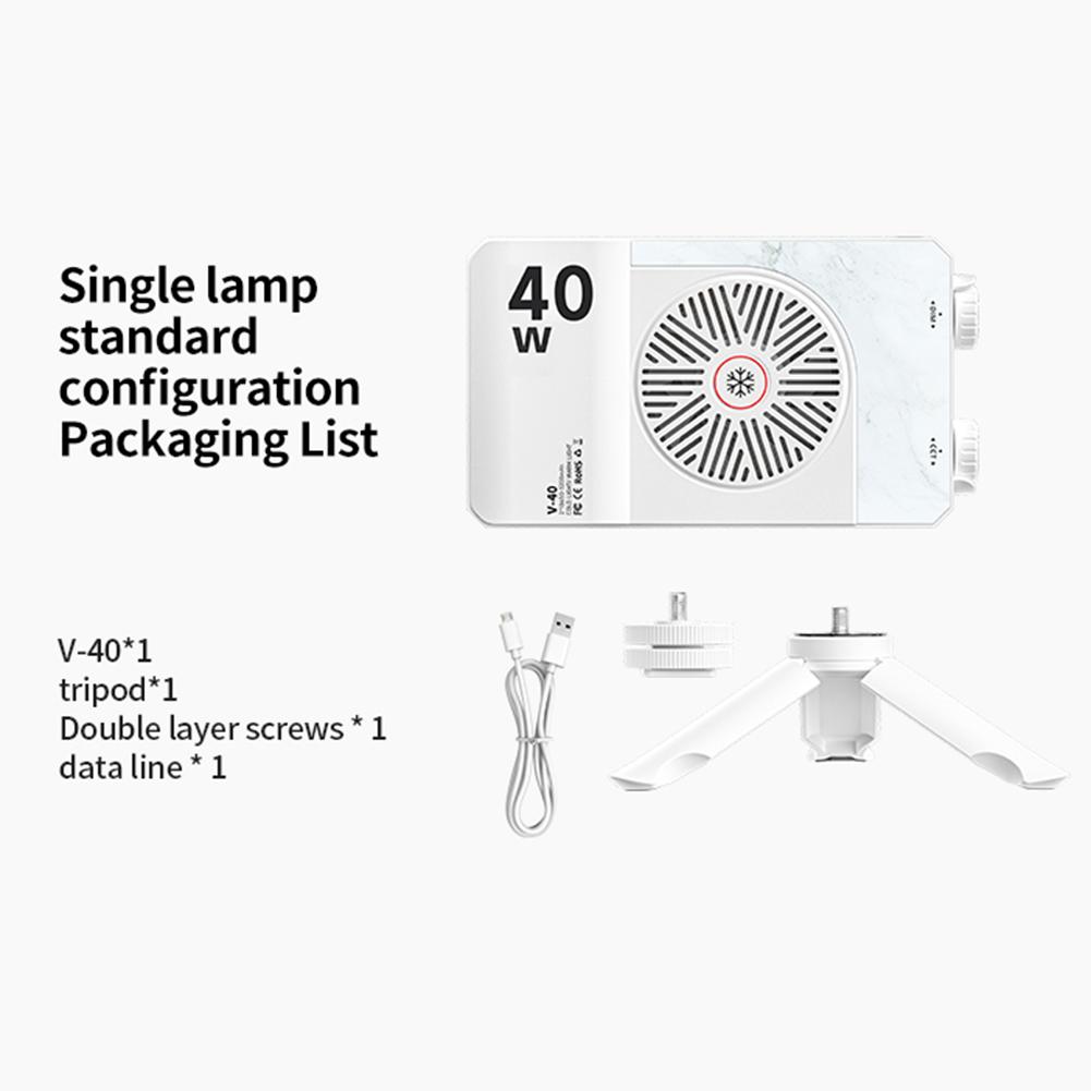 40W LED Camera Light 2800K-9000K RGB Video Light 4400mAh Rechargeable Handheld Fill Light Photography Lighting