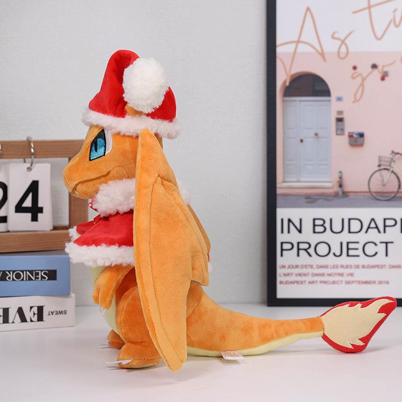 30cm Anime Christmas Style Plush Toys Charizard Charmander Soft Stuffed Peluche Doll Kids Child Xmas Birthday Gifts