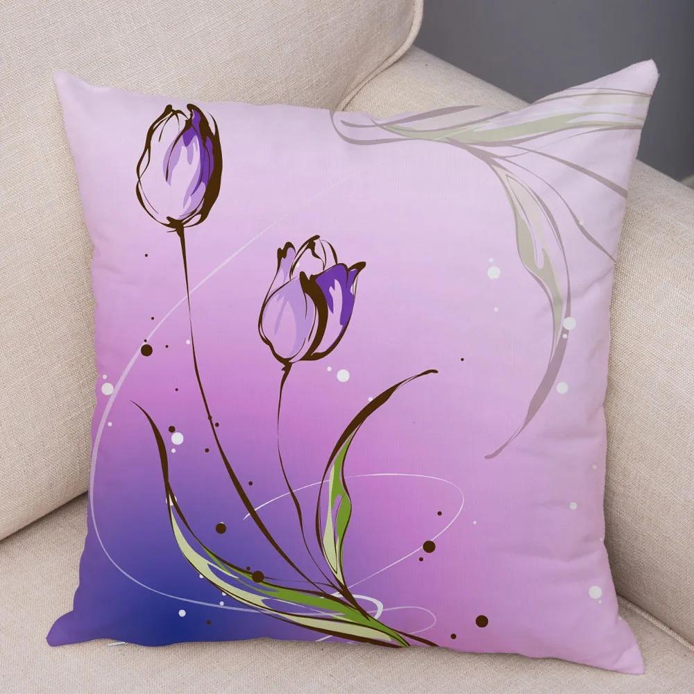 Taie d'Oreiller Décorative à Motif Floral, pour Salon, Bureau, Maison