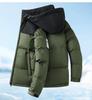 Men's Color Block Hooded Down Cotton Jacket with Wool Filling - Thick, Warm, Loose-Fit, Stand Collar Winter Coat