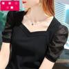 Women's 2025 French Court Puff Sleeve Ice Silk T-Shirt - Trendy Summer Short-Sleeve Top