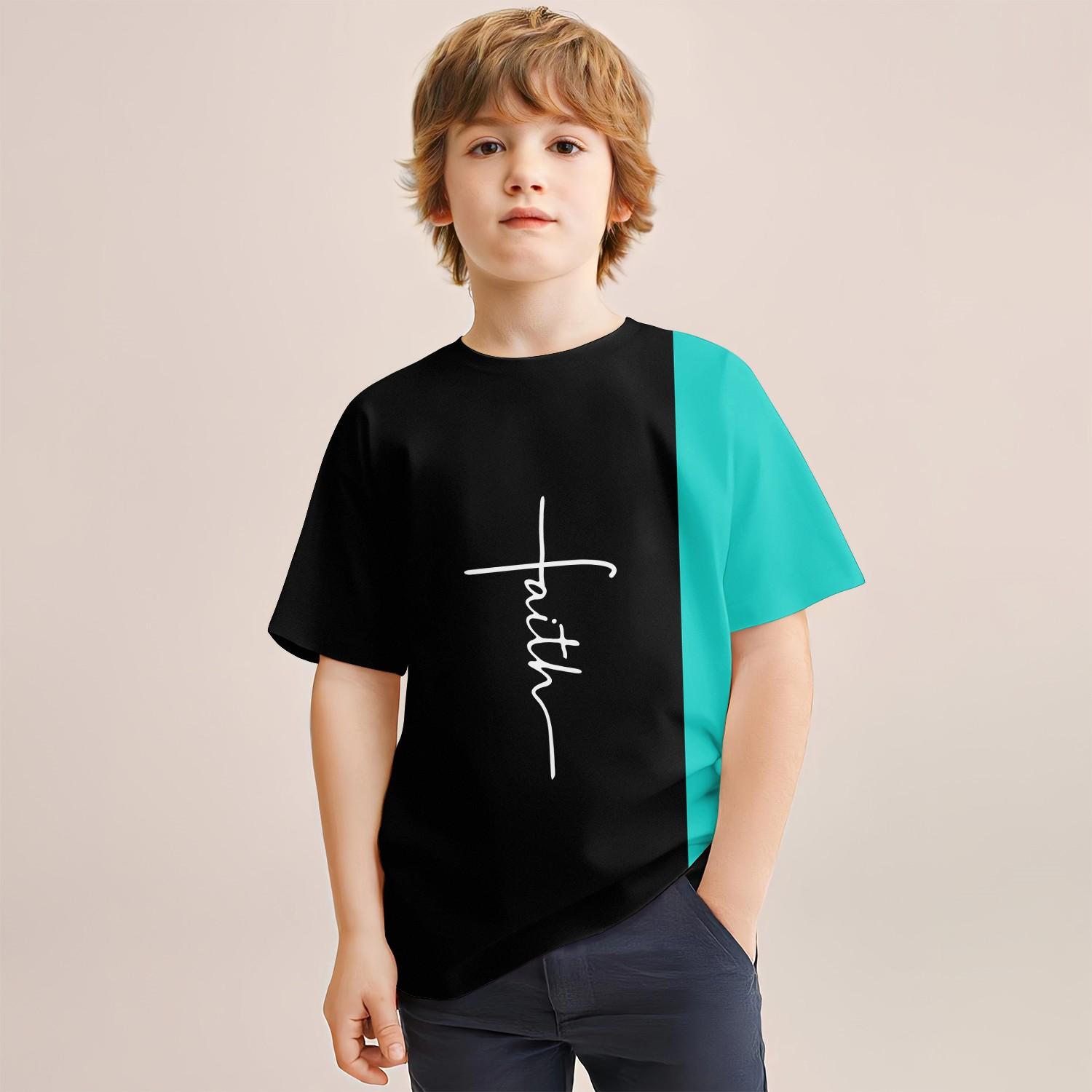 

Летняя новая детская одежда, крутые буквы, 3D-принт, футболка с короткими рукавами, повседневные дышащие спортивные топы для мальчиков 4-14 лет 150CM