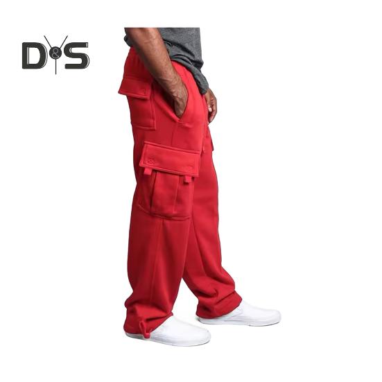 

Мужские брюки-карго с несколькими карманами, свободные, однотонные, с завязками на резинке, с поясом, длинные, повседневные спортивные брюки L красный