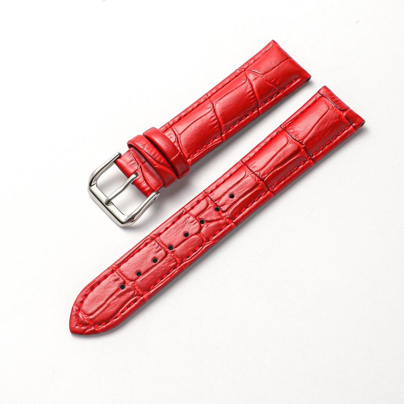 Calfskin Bamboo Pattern Cowhide Pin Buckle Watch Strap for Men and Women