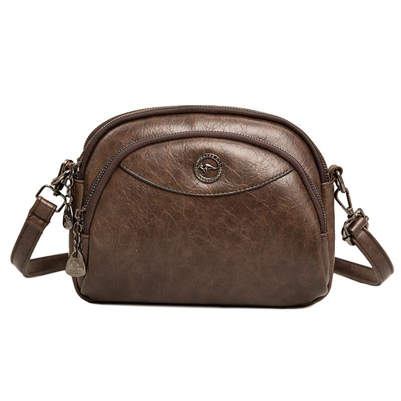 Soft Leather Women's Bag, Simple and Large-capacity Multi-layer Single-shoulder Crossbody Bag, Trendy Middle-aged Mom's Bag