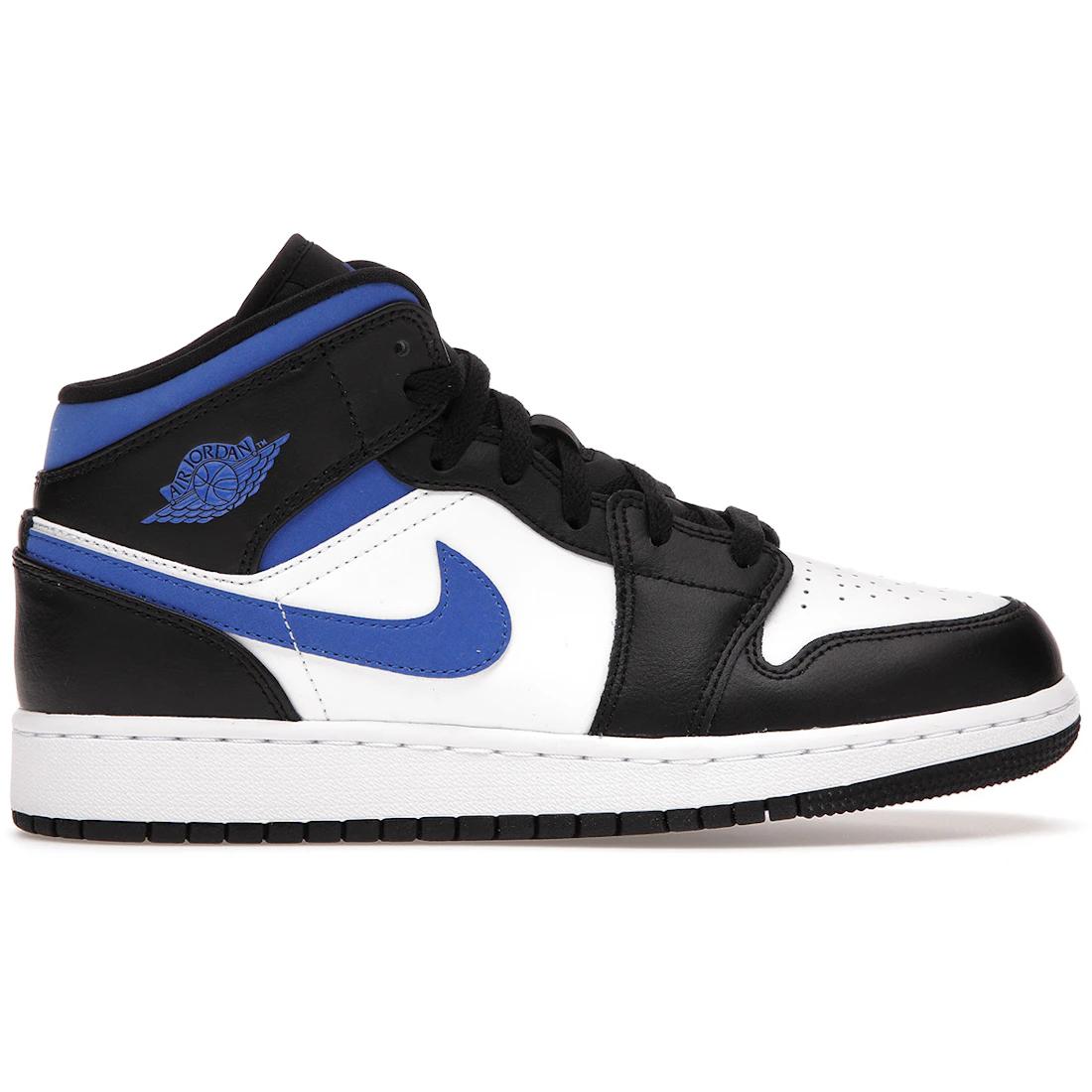 

Кросівки Jordan 1 Mid Білі Чорні Блакитні (GS)(554725-140) 35.5