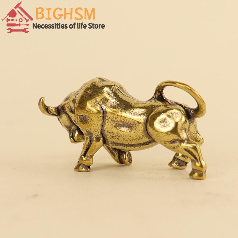 1 Stück Glückliches Kupfer Tierfigur Miniatur Ornament Messing Stierkampf Statue Für Heim- & Büro-Schreibtischdekoration