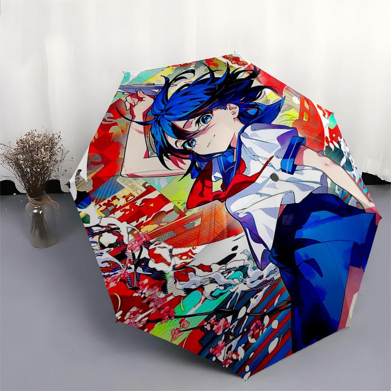 1pc Anime Character Outdoor Umbrella - Automatic Opening/Closing - Portable 3-Fold Design - 8-Rib Iron Frame - Festival Gift for Fans, Travelers,