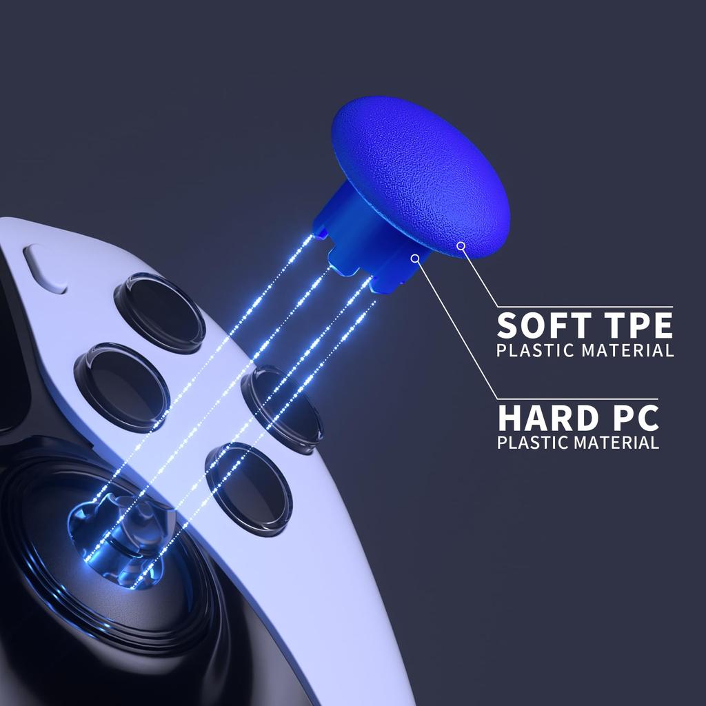 EXtremeRate náhradní palec pro ovladač PS5 Edge Náhradní krytka analogové páčky k joysticku pro tělo ovladače PS5 Edge a základna palce jsou