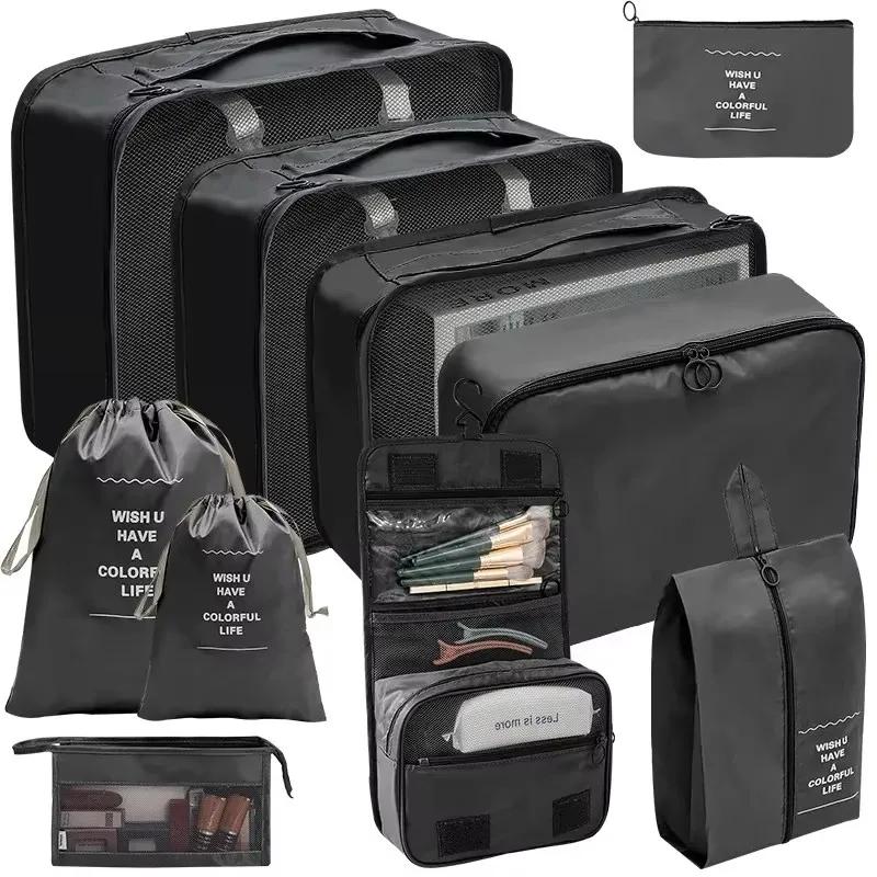 8 Pcs Set Travel Organizer Storage Bags Suitcase Packing Cubes Set Cases Portable Luggage Clothes Shoe Tidy Pouch Folding