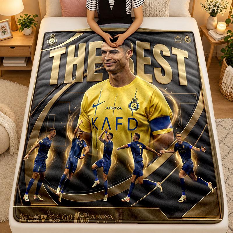 Flannel BlanketCristiano Ronaldo Warm Soft Throw Blanket for Indoor Sofa Bed Living Room Use