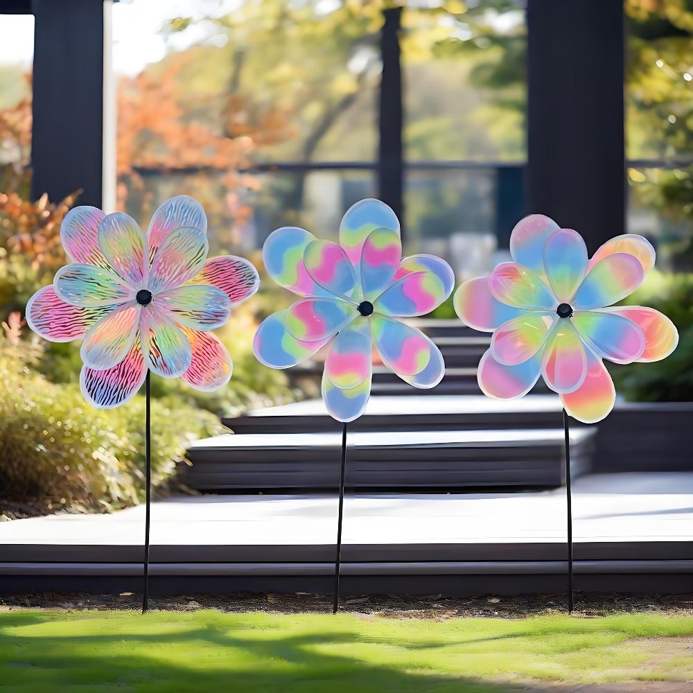 

3 шт. Уличная двухслойная шестилопастная ветряная мельница, для двора или балкона, современный дизайн ветряной мельницы, декор для уличного сада 3pcs