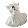 White gentle wind dress summer French white moonlight waist thin lace splicing flying sleeves princess tutu