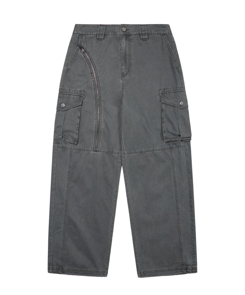 AAKAM Oblique Zippered Cargo Pants (Dark Gray)