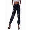 Women's Holographic Pants Shiny Iridescent Laser Trousers, High-Waisted Loose Fit Hip-Hop Party Pants For Leisure Sports Clubwear With Pockets