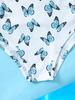 Girls' One-Shoulder Butterfly Print Lace Swimsuit - Cartoon Bikini One-Piece Summer Beachwear