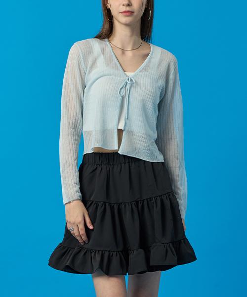 Koleat See-Through Cooling Summer Ribbon Strap Cardigan [Sky Blue] Kgl.