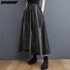 DIMANAF Plus Size Women Floral Linen Skirts Female Elastic Basic High Fashion Japanese Dress