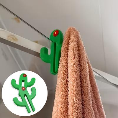 Cactus-Shaped Bathroom Glass Door Hooks Suitable For 8mm/6mm Doors Bathroom Door Clamp Hook For Towels, Washcloths, Clothing