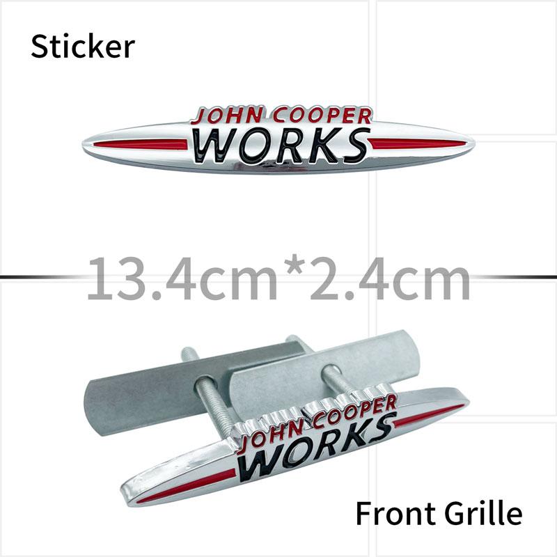 3D Chrome Metal Car Sticker John Cooper Works Emblem Decals For  Mini JCW R50 R52 R53 R55 F56 F55 F60 Fender Front Grille Logo