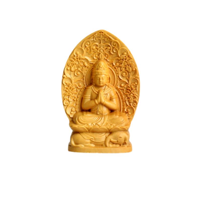 7cm Mini Small Guan Yin Wood Buddha Statue Boxwood Dragon Guanyin Bodhisattva Solid Wood Sculpture Home Decor