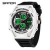 Sanda Sports Waterproof Men's Multifunctional Large Dial Wristwatch with Alarm & Calendar